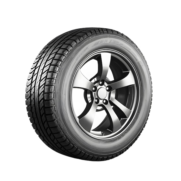 Black Car Tire and Alloy Wheel