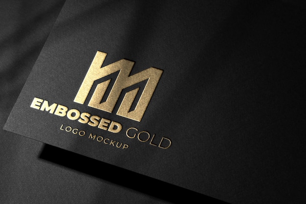 PSD black cardboard silver logo mockup