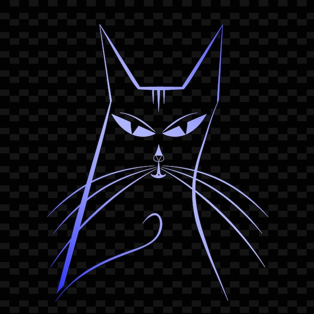 A black cat with a blue face on a black background