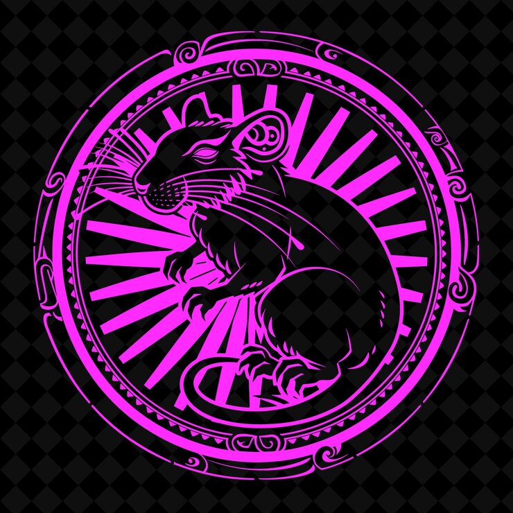 PSD a black cat with a pink circle with the word quot the moon quot on it