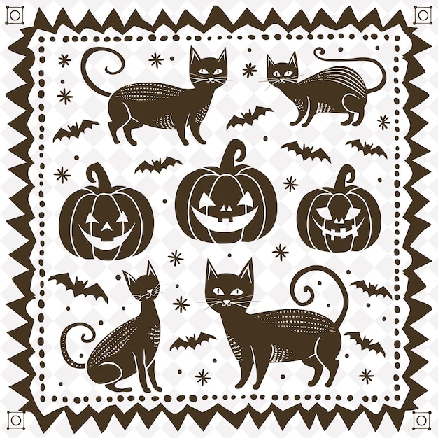 PSD a black cat with a pumpkin on it and a black cat on the bottom