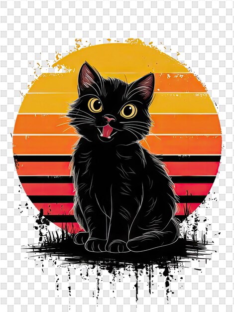 PSD a black cat with a red background and the word black