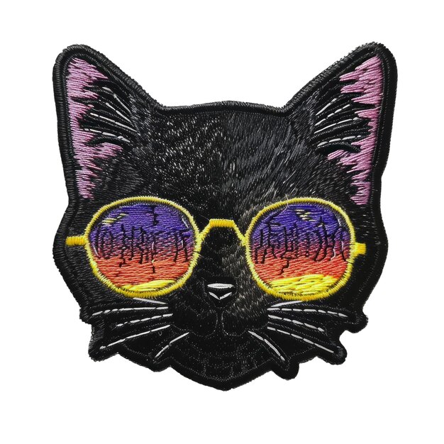 PSD un gatto nero con gli occhiali da sole che dice cuz su di esso