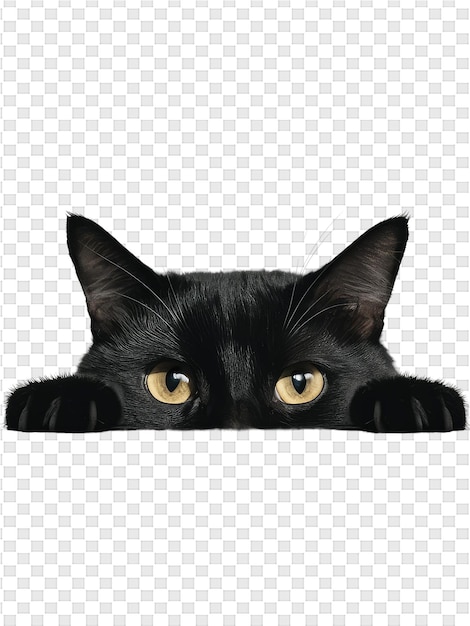 PSD un gatto nero con gli occhi gialli sta sbirciando da una finestra