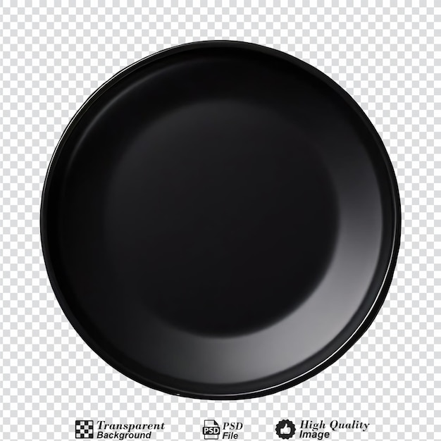 PSD black ceramic plate top view isolated on transparent background