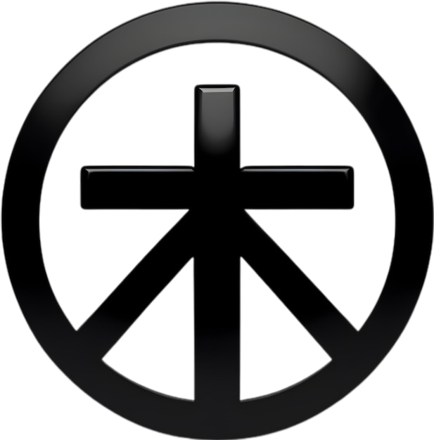 PSD black christian cross icon design in a minimalist style