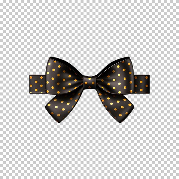Black christmas bow isolated on transparent background