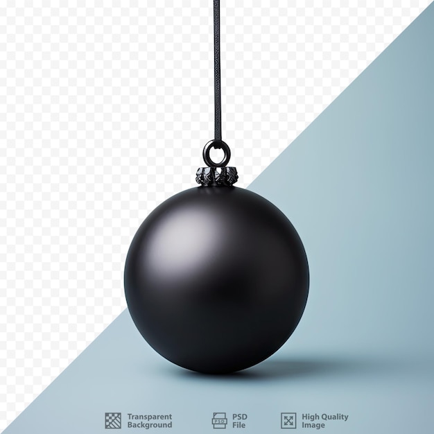 PSD black christmas ornament on transparent background surface