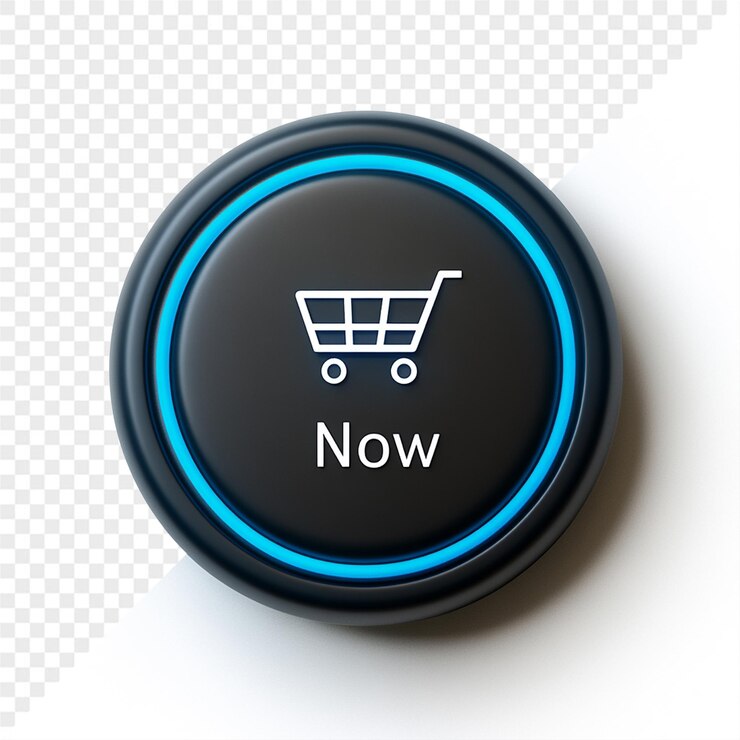 a black circle with a blue circle that says now now