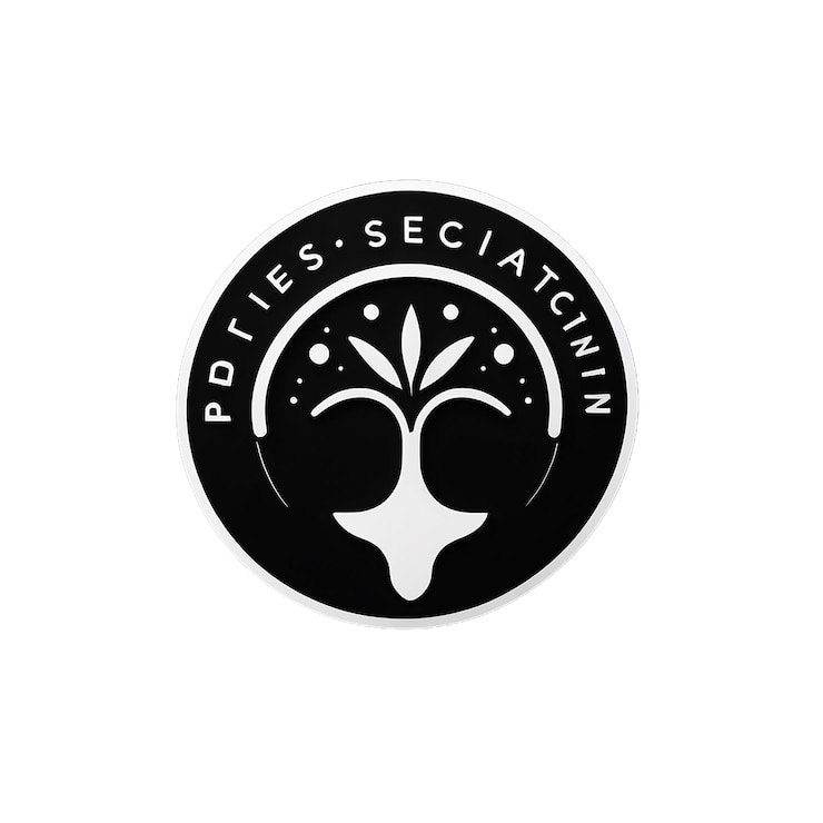 PSD a black circle with the words the word on it