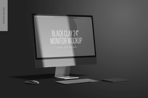 PSD black clay computer mockup