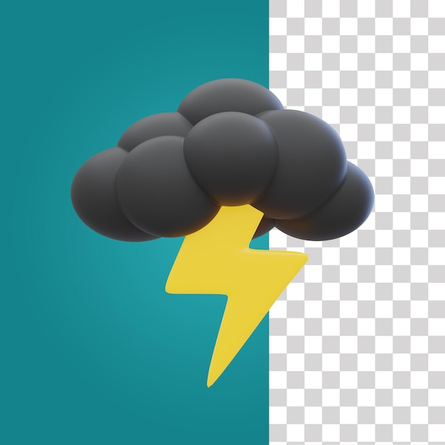 A black cloud with yellow thunder below it