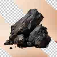 PSD Черный уголь на прозрачном фоне древнее топливо для тепловой энергии