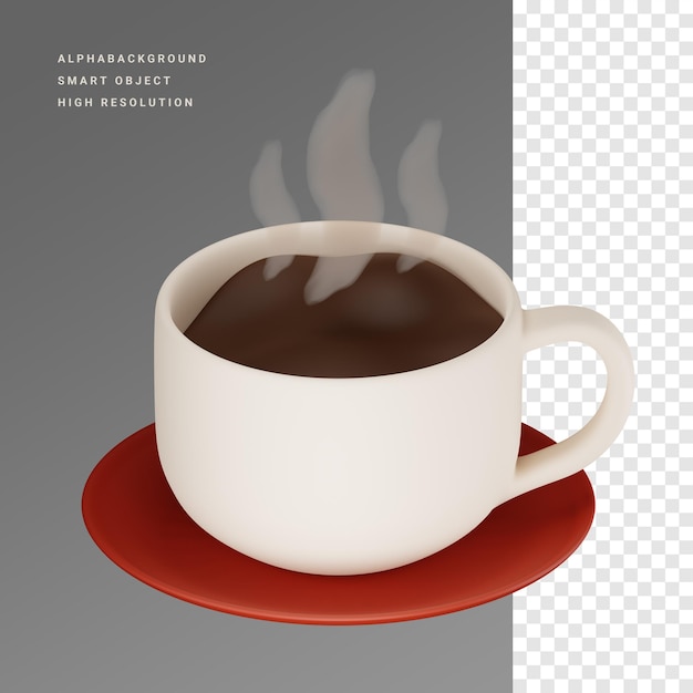 PSD black coffee 3d icon illustration