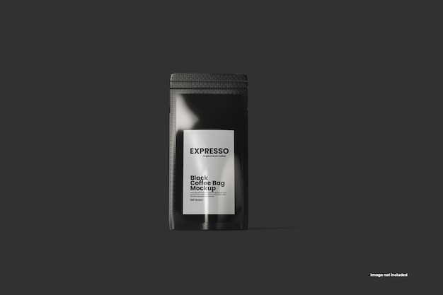 Black coffee bag mockup