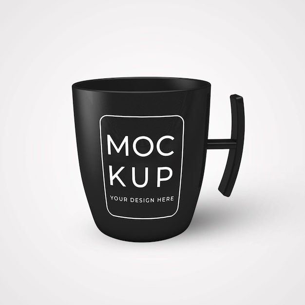 PSD black coffee cup on table mockup