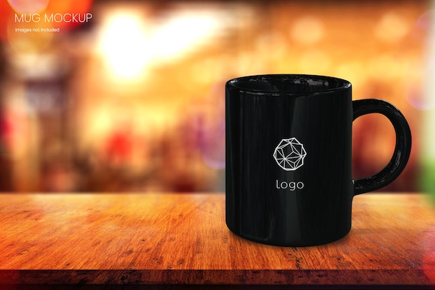 Black Coffee Mug-mockup om je eigen ontwerpen toe te voegen