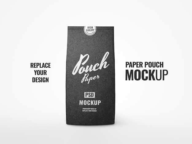 PSD black coffee pouch mockup realistic