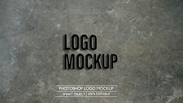 PSD black company logo mockup on wall