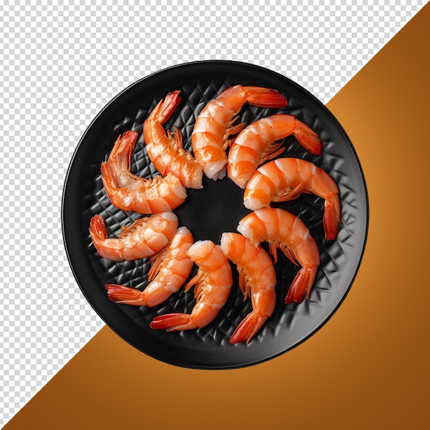 PSD a black container with shrimps on it and a black box with a white background