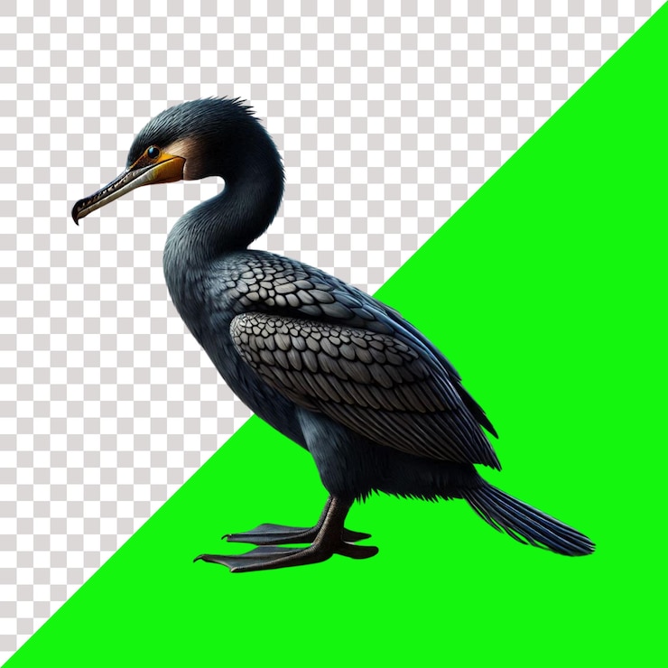 PSD black cormorant isolated on transparent background