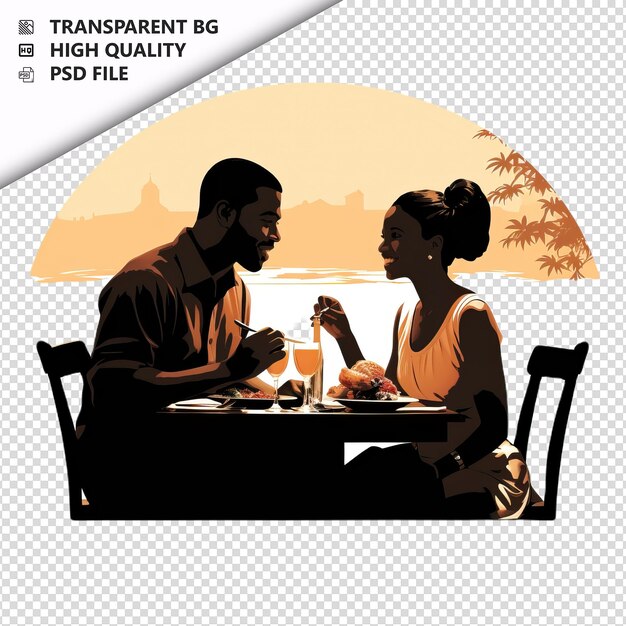 PSD black couple dining flat icon style white background isol