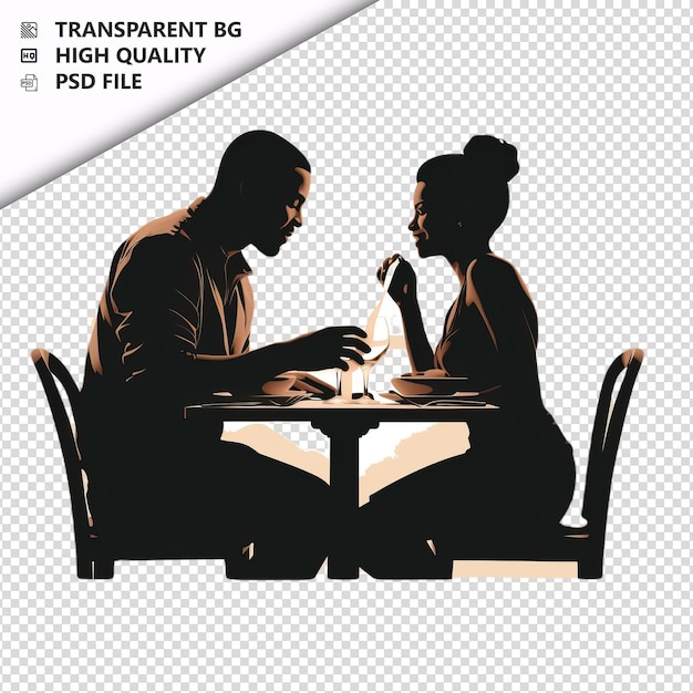 PSD black couple dining flat icon stile sullo sfondo bianco isolato