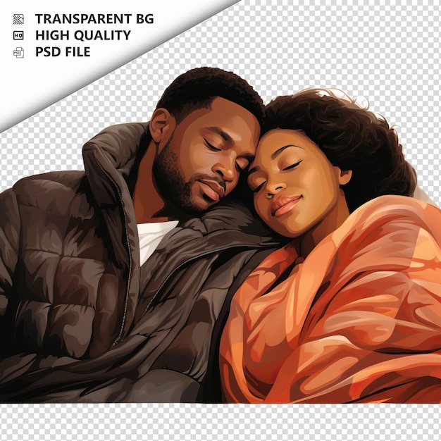 Black couple napping flat icon style white background iso