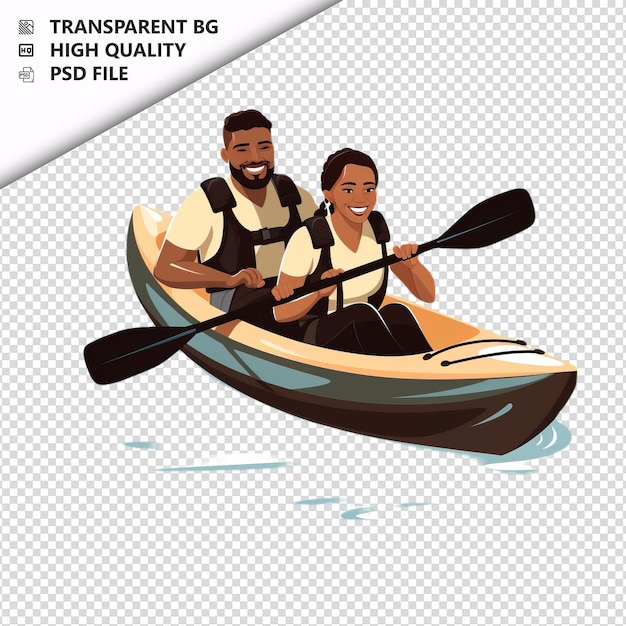 PSD black couple paddling flat icon style na białym tle jest