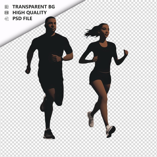 PSD black couple running flat icon style white background iso
