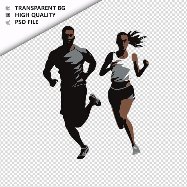 PSD black couple running flat icon style white background iso