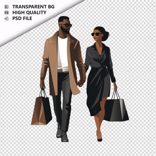 PSD black couple shopping flat icon style white background is