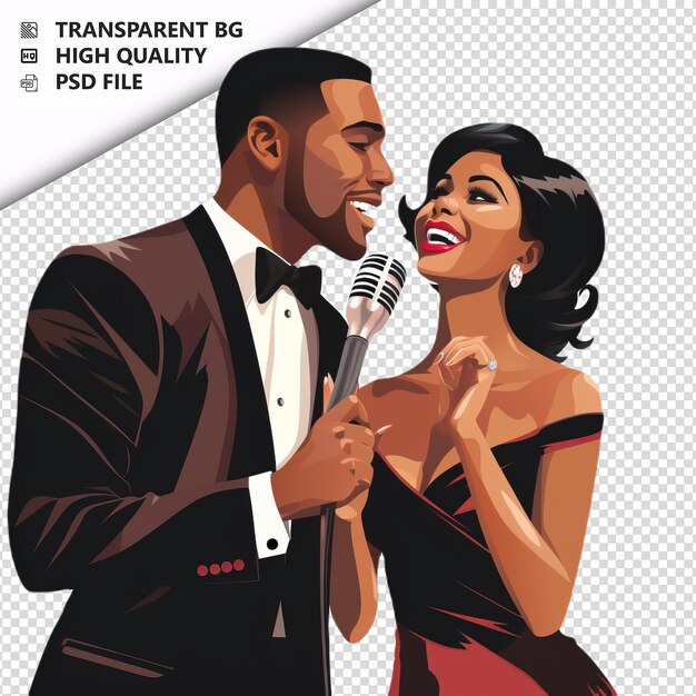 PSD black couple singing flat icon style white background iso