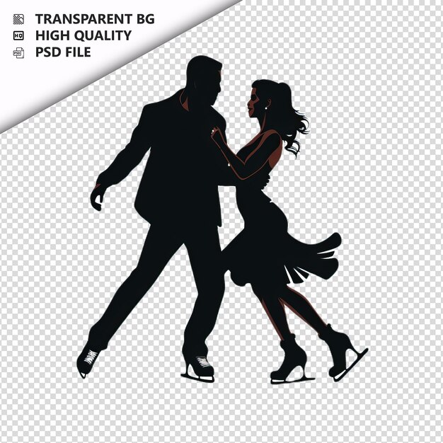 PSD black couple skating flat icon style white background iso