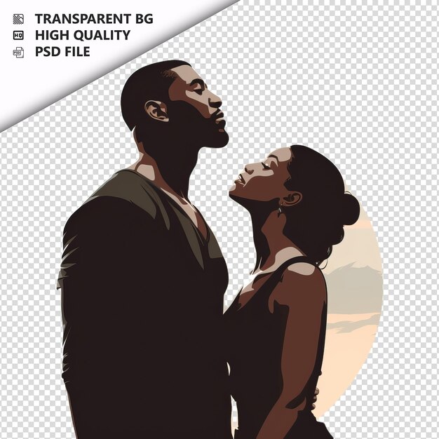 Black couple watching flat icon style white background is