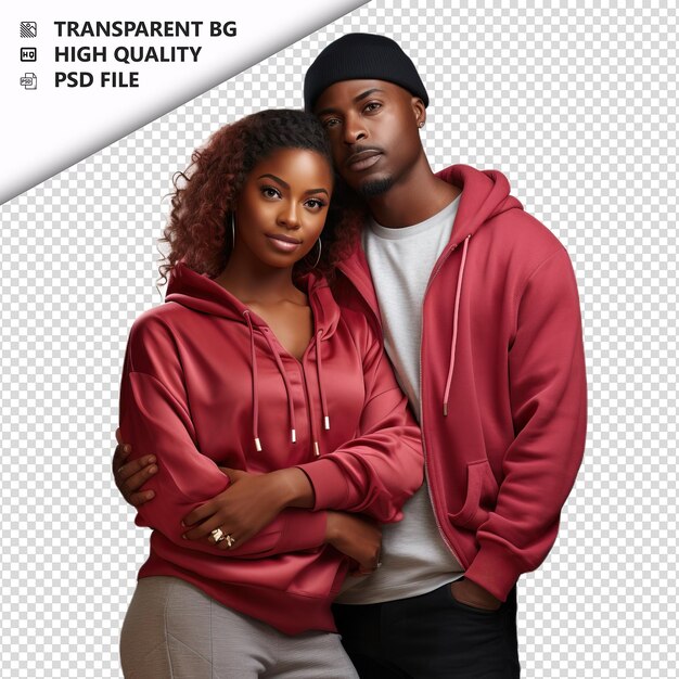 PSD black couple watching ultra realistic style white backgro