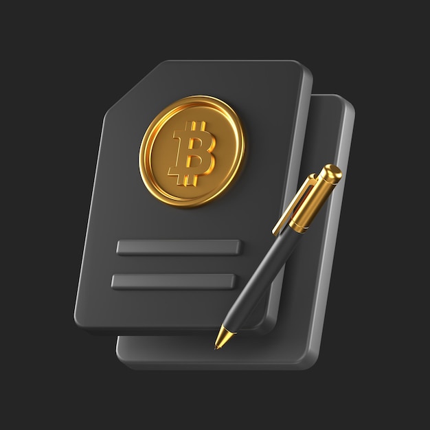 A black cover with a gold coin and a pen on it.