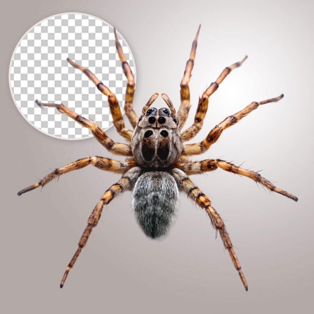 PSD black crab spider on transparent background