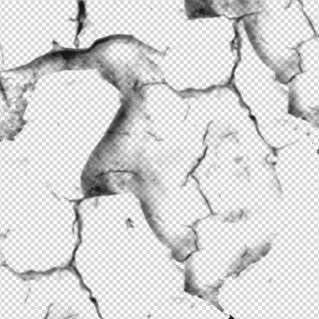 Black cracked surface brush isolated on transparent background