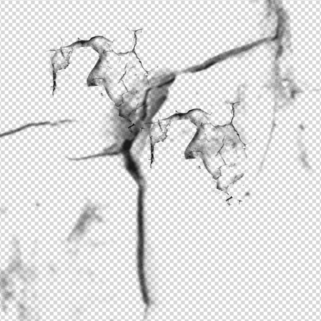 Black cracked surface brush isolated on transparent background