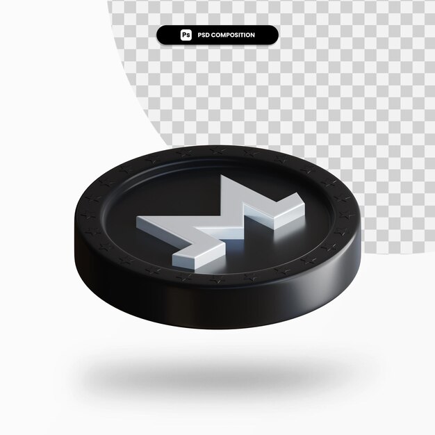 Black cryptocurrency coin 3d rendering isolated