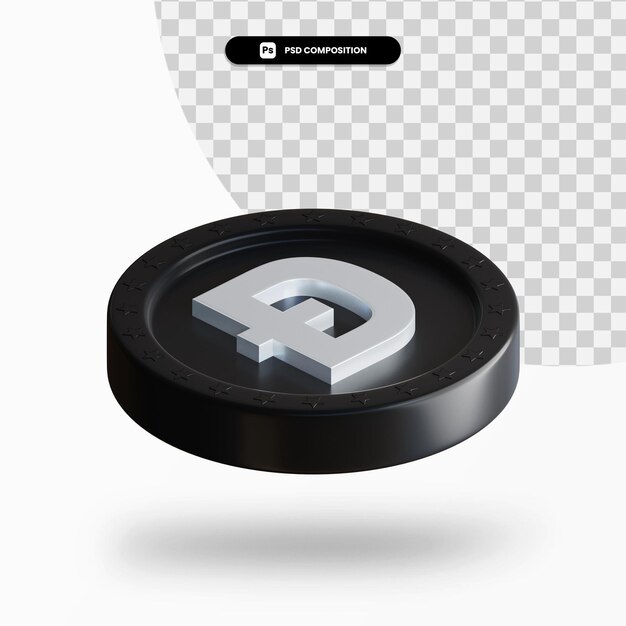 Black cryptocurrency coin 3d rendering isolated