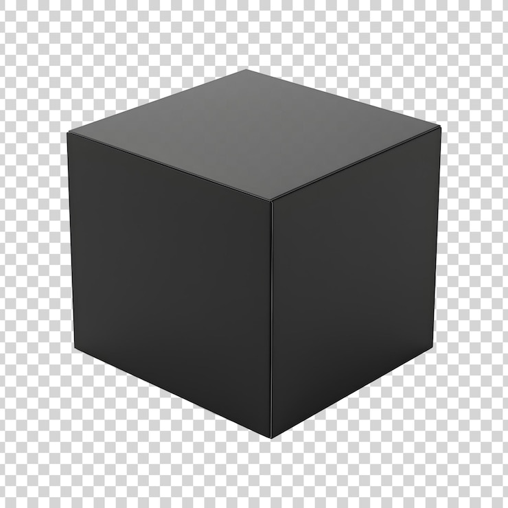 PSD black cube 3d render