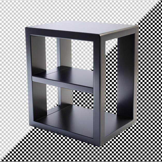 PSD black cube shelf on transparent background