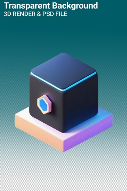 PSD a black cube with a blue box on it