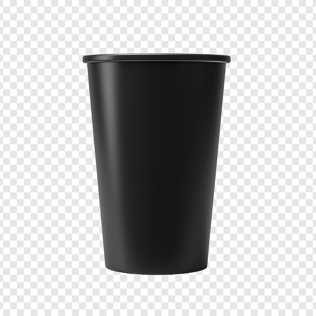 PSD coppa nera in plastica pieghevole riutilizzabile isolata su sfondo trasparente