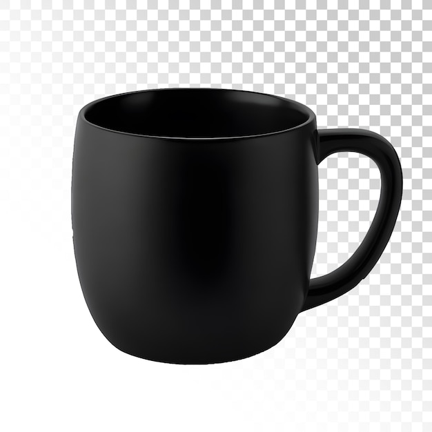 PSD una tazza nera con uno sfondo bianco e uno sfondo bianco