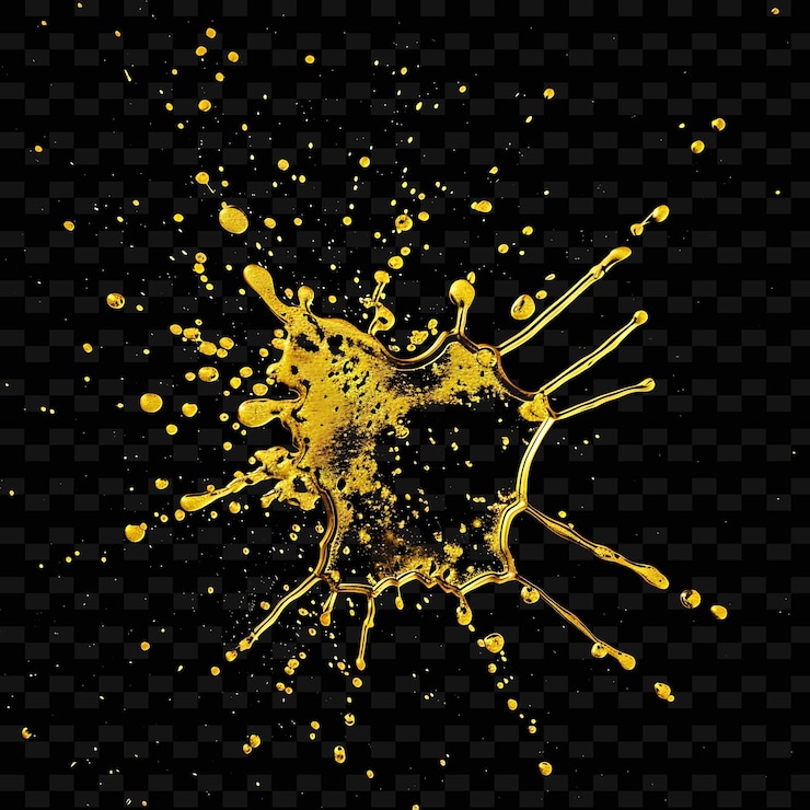 PSD black currant oil splatter combined with topaz yellow glitte transparent glitter effect element