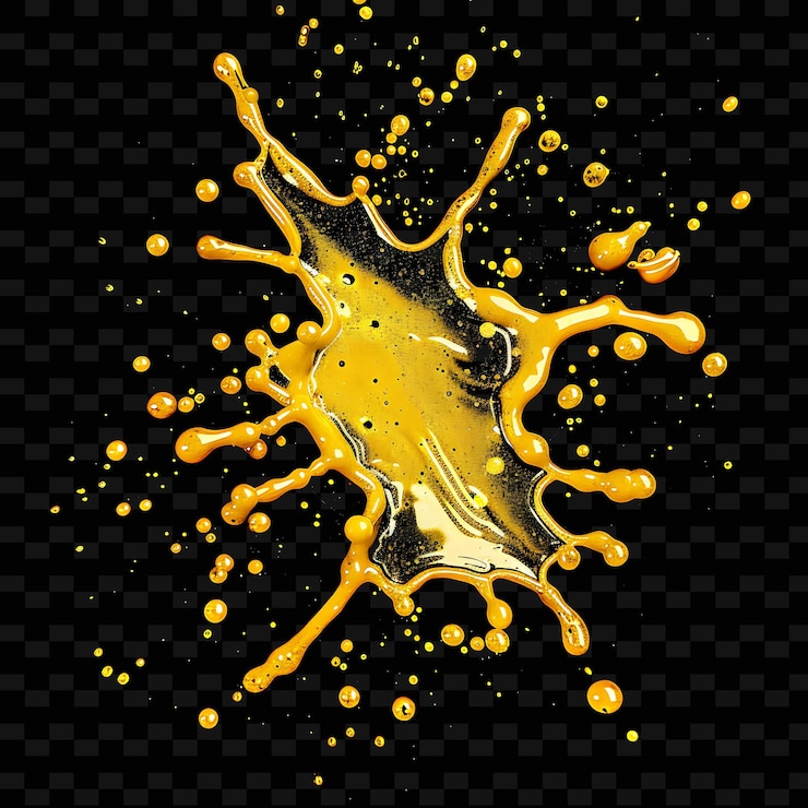 PSD black currant oil splatter combined with topaz yellow glitte transparent glitter effect element