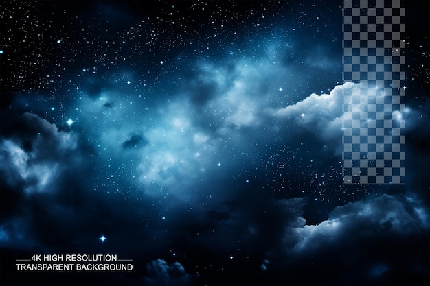 PSD black dark blue night sky with stars white cumulus clouds a celestial canvastransparent background